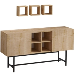 Μπουφές Με Ράφια Odette (Σετ 4Τμχ) 793ELG1807 150x40x80cm Oak