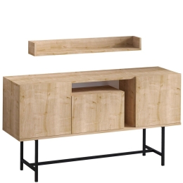 Μπουφές Με Ράφι Lelia (Σετ 2Τμχ) 793ELG1810 150x40x80cm Oak