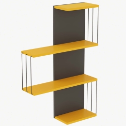 Ραφιέρα Τοίχου Cambel 854KLN1738 64x19x96cm Anthracite-Yellow
