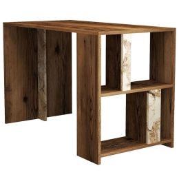 Γραφείο Lima 845HCT3843 120x60x75,4cm Marble Effect White-Walnut