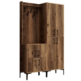 Έπιπλο Εισόδου Berlin 845HCT4204 120x35x200cm Walnut Μοριοσανίδα, Μέταλλο