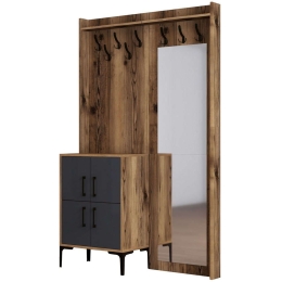 Έπιπλο Εισόδου Berlin 845HCT4207 120x35x200cm Walnut-Anthracite Μοριοσανίδα, Μέταλλο