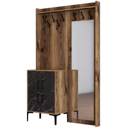 Έπιπλο Εισόδου Berlin 845HCT4212 120x35x200cm Marble Effect Black-Walnut Μοριοσανίδα, Μέταλλο