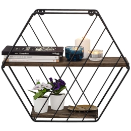 Ραφιέρα Τοίχου Liliales 491CRT1133 44x15x40cm Walnut-Black