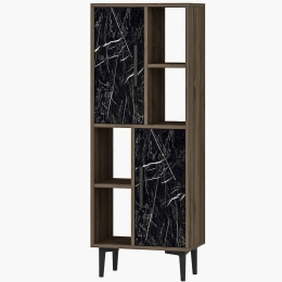 Βιβλιοθήκη Leni 475OLV1607 50x29,6x135cm Marble Effect Black-Walnut