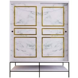 Ντουλάπα Δίφυλλη Martin 801CMY3444 150x57x200cm Marble Effect White-Gold Δίφυλλη