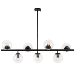 Φωτιστικό Οροφής - Ράγα Fazli 942FLG1217 113x40x46/85cm 7xE14 40W Black-Clear Opviq