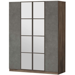 Ντουλάπα Τετράφυλλη 956LCS1705 138,4x50x183,8cm Grey-Brown Τετράφυλλη