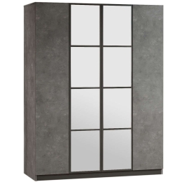 Ντουλάπα Τετράφυλλη 956LCS1702 138,4x50x183,8cm Anthracite-Grey Τετράφυλλη