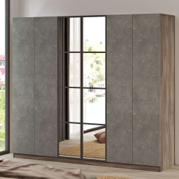 Ντουλάπα Εξάφυλλη 956LCS1706 207,6x50x183,8cm Grey-Brown Εξάφυλλη