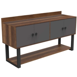 Μπουφές 956LCS1510 180x85x93,2cm Anthracite-Walnut Μοριοσανίδα, Μέταλλο