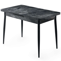 Τραπέζι Επεκτεινόμενο Ay 974NMB1142 120/150x70x75cm Marble Effect Anthracite Μοριοσανίδα, Μέταλλο