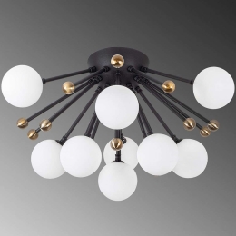 Φωτιστικό Οροφής - Πλαφονιέρα Roze 942FLG1320 56x56x34cm 9xG9 10W Black-Gold Opviq