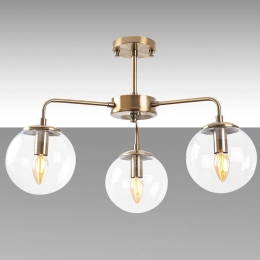 Φωτιστικό Οροφής - Πλαφονιέρα Viran 942FLG1346 56x56x43cm 3xE14 40W Gold-Clear Opviq