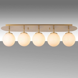 Φωτιστικό Οροφής - Πλαφονιέρα Well 942FLG1391 90x23x25cm 5xE14 40W Gold-White Opviq