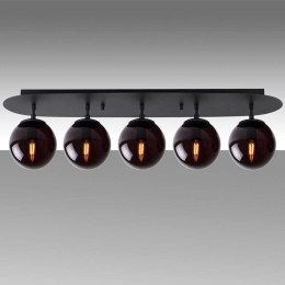 Φωτιστικό Οροφής - Πλαφονιέρα Well 942FLG1393 90x23x25cm 5xE14 40W Black Opviq