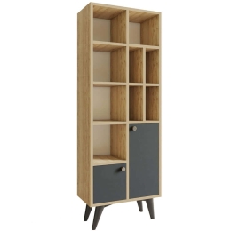 Βιβλιοθήκη Lasko 811MDD3609 60x30x170cm Anthracite-Oak