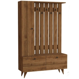 Έπιπλο Εισόδου Lala 835PUQ5054 112x35x170cm Walnut Μοριοσανίδα, Μελαμίνη
