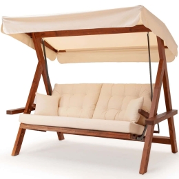 Κούνια Κήπου Τριθέσια Lyon 675SWG1102 228x135x190cm Beige