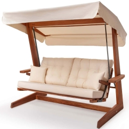 Κούνια Κήπου Τριθέσια Sia 675SWG1106 235x134x195cm Beige