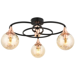 Φωτιστικό Οροφής - Πλαφονιέρα 683AVN1125 Φ60x31cm 3xE27 6W Black-Bronze Opviq