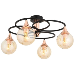 Φωτιστικό Οροφής - Πλαφονιέρα 683AVN1127 Φ60x31cm 4xE27 6W Black-Bronze Opviq