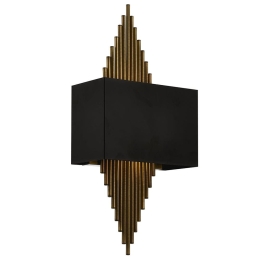 Φωτιστικό Τοίχου - Απλίκα 683AVN2215 25x13x58cm 1xE14 4W Black-Gold Opviq