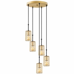 Φωτιστικό Οροφής Kemtel 942FLG1460 34x34x121cm 5xE27 40W Gold-Black Opviq