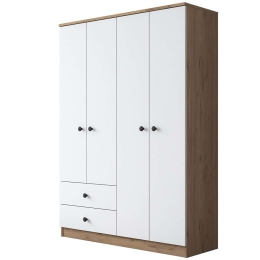 Ντουλάπα Τετράφυλλη 893RAN4544 120x42,5x170cm Oak-White Τετράφυλλη