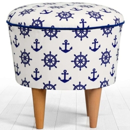 Σκαμπό Cunda 209FLF1215 42x42cm White-Blue