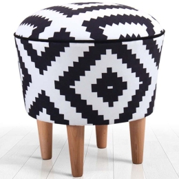 Σκαμπό Luiz 209FLF1260 42x42cm Black-White