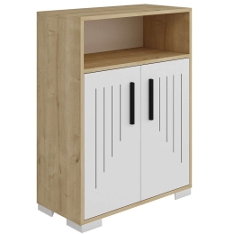 Ντουλάπι Moon 475OLV1613 60x29,6x96,6cm Oak-White Μοριοσανίδα, Μελαμίνη