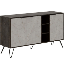Μπουφές Clara 855DTE4226 142x35,6x83cm Stone Effect Grey-Dark Brown Μοριοσανίδα, Μελαμίνη
