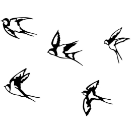 Διακοσμητικό Τοίχου Swallows (Σετ 5Τμχ) 899SKL2369 18/19/11/17/14x19cm Black Wallity Μέταλλο