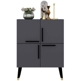 Μπουφές Makro 475OLV1713 70x35x90cm Anthracite-Black Μοριοσανίδα, Μελαμίνη