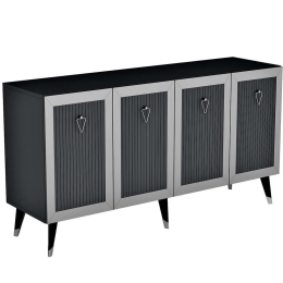 Μπουφές Bare 475OLV1734 150x40x80cm Anthracite-Silver Μοριοσανίδα, Μελαμίνη