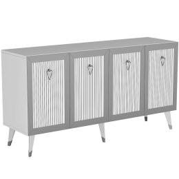 Μπουφές Bare 475OLV1736 150x40x80cm White-Silver Μοριοσανίδα, Μελαμίνη