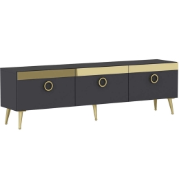 Έπιπλο Tηλεόρασης Safar 327ODS1126 150x30x45cm Anthracite-Gold