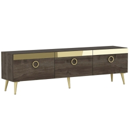 Έπιπλο Τηλεόρασης Safar 327ODS1128 150x30x45cm Walnut-Gold