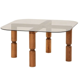 Τραπέζι Σαλονιού Kei 552NOS2265 80x80x40cm Walnut-Bronze