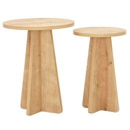 Τραπεζάκια Βοηθητικά Mushroom (Σετ 2Τμχ) 552NOS2273 40x40x50/30x30x45cm Oak