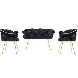 Σαλόνι Balon (Σετ 3Τμχ) 974NMB1802 Black-Gold