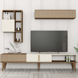 Σύνθεση Τηλεόρασης Milan 845HCT3110 180x35x40cm Walnut-Cream