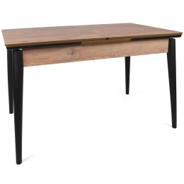 Τραπέζι Επεκτεινόμενο Sigma 974NMB1732 130/166x80x80cm Walnut-Black Πλαστικό,Mdf