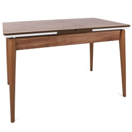 Τραπέζι Επεκτεινόμενο Sigma 974NMB1734 130/166x80x80cm Walnut-White Πλαστικό,Mdf