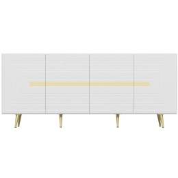 Μπουφές Jose 506MNR1302 180x47x75cm White-Gold Μοριοσανίδα, Μελαμίνη