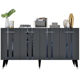 Μπουφές Asel 475OLV1742 150x40x80cm Anthracite-Silver Μοριοσανίδα, Μελαμίνη