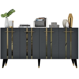 Μπουφές Asel 475OLV1743 150x40x80cm Anthracite-Gold Μοριοσανίδα, Μελαμίνη