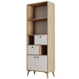 Βιβλιοθήκη Ninova 389MZA1903 69x35x195cm Oak-White