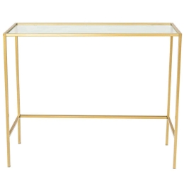 Κονσόλα Canvas 706CLN1122 100x30x80cm Gold Μέταλλο,Γυαλί